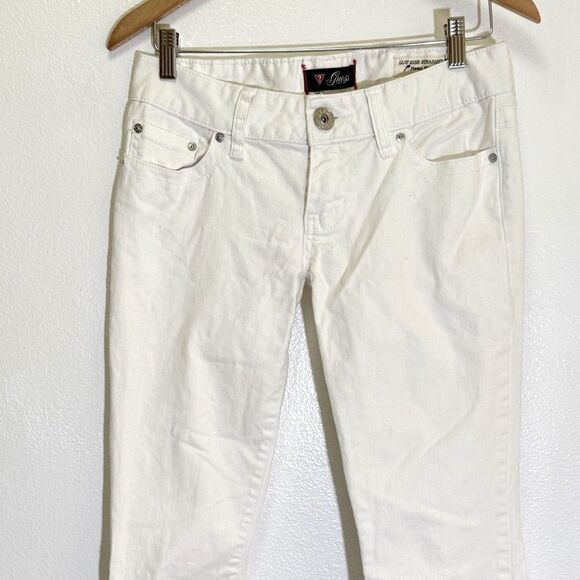 Guess - Pismo Fit Low Rise Straight  Leg White Y2K Jeans - Women's size 28 - Picture 7 of 8